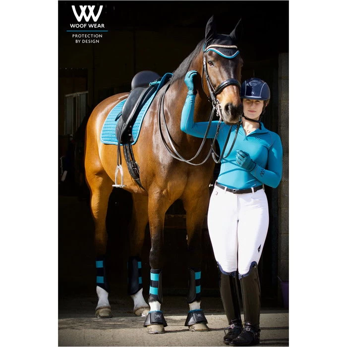 Woof Wear Club Brushing Boots - Black / Ocean Colour Black/Ocean 4 Woof Wear Club Brushing Boots - Black / Ocean Colour Black/Ocean - Image 2