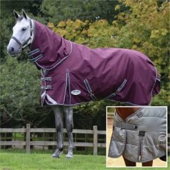 2022 Weatherbeeta Comfitec Plus Dynamic II Medium-Lite Detach-A-Neck Rug & Liner Bundle - Grey / White / Maroon