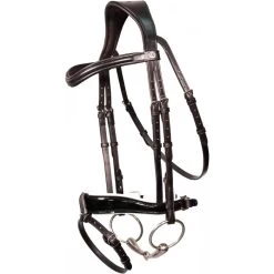 2023 Henry James Saddlery Patent Dressage Bridle With White Padding HJ-BR-07 - Black