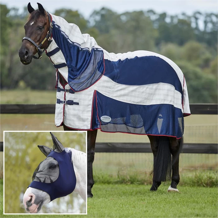 2023 Weatherbeeta Breeze Fly Rug With FREE Fly Mask WFRFM1 - White / Navy 3 2023 Weatherbeeta Breeze Fly Rug With FREE Fly Mask WFRFM1 - White / Navy
