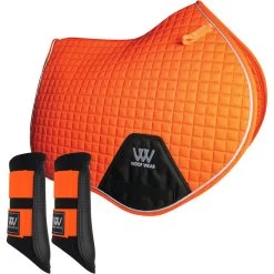 2022 Woof Wear Close Contact Saddle Cloth & Club Brushing Boots Bundle WS0003WB0003 - Orange Colour Orange