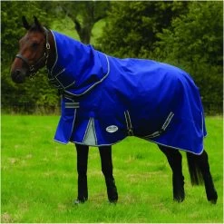 WeatherBeeta ComFiTec Premier Free II Medium-Lite Detach-A-Neck Turnout Rug - Blue / Grey