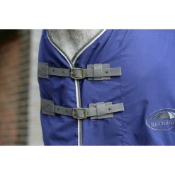 2022 Weatherbeeta Cotton Show Sheet II Standard Neck 1007764001 - Dark Blue / Grey / White -Harness Store 3972 1007764000 DARKBLUEGREYWHITE WB CTN SHT STD Detail1 Image Null Hero.700x700
