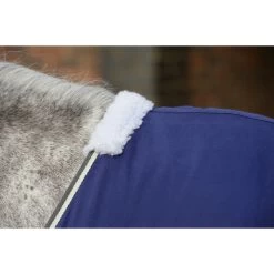 2022 Weatherbeeta Cotton Show Sheet II Standard Neck 1007764001 - Dark Blue / Grey / White -Harness Store 3972 1007764000 DARKBLUEGREYWHITE WB CTN SHT STD Detail2 Image Null Hero.700x700
