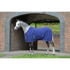2022 Weatherbeeta Cotton Show Sheet II Standard Neck 1007764001 - Dark Blue / Grey / White -Harness Store 3972 1007764000 DARKBLUEGREYWHITE WB CTN SHT STD Image2 Null Hero.700x700