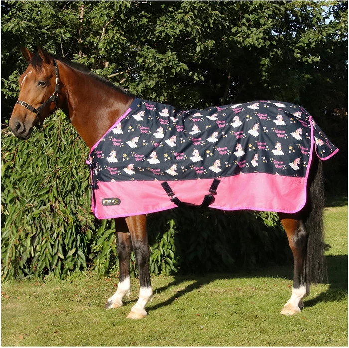 2022 Hy Equestrian StormX Original Unicorn Magic 0 Turnout Rug Hesumtr - Navy / Pink 4 2022 Hy Equestrian StormX Original Unicorn Magic 0 Turnout Rug Hesumtr - Navy / Pink - Image 2