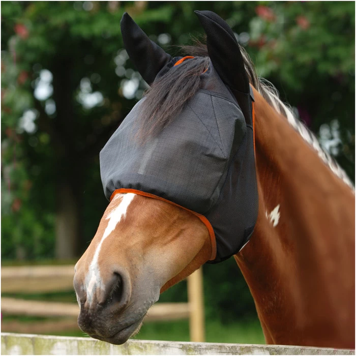 Equilibrium Field Relief Midi Fly Mask With Ears Black / Orange 3 Equilibrium Field Relief Midi Fly Mask With Ears Black / Orange