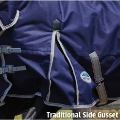 2022 Weatherbeeta Comfitec Essential Heavy Combo Neck Turnout Rug - Navy / Silver -Harness Store Weatherbeeta Comfitec Essential Combo Neck Heavy Navy Silver 4.700x700 1