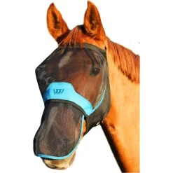 2023 Woof Wear UV Fly Mask Without Ears & UV Nose Protector Bundle FMNPUV23 - Black / Turquoise Colour Black / Turquoise
