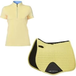 2023 Dublin Womens Kylee Short Sleeve Shirt & Weatherbeeta Prime All Purpose Saddle Pad Bundle Colour Butter