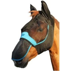2023 Woof Wear UV Fly Mask With Ears & UV Nose Protector Bundle FMNPUV23 - Black / Turquoise Colour Black / Turquoise
