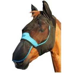 Woof Wear UV Fly Mask Without Ears - Black / Turquoise Colour Black/Turquoise -Harness Store nose20protector.700x700
