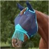 2022 Weatherbeeta Comfitec Deluxe Fine Mesh Mask With Ears And Tassels 1009577012 - Navy / Turquoise -Harness Store wb mask dlx fine ears tassels nvy trq01.700x700